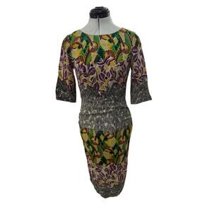 Tracey Reese Anthropologie Crepe Silk Combo T Dress in Spliced Nouveau size 4